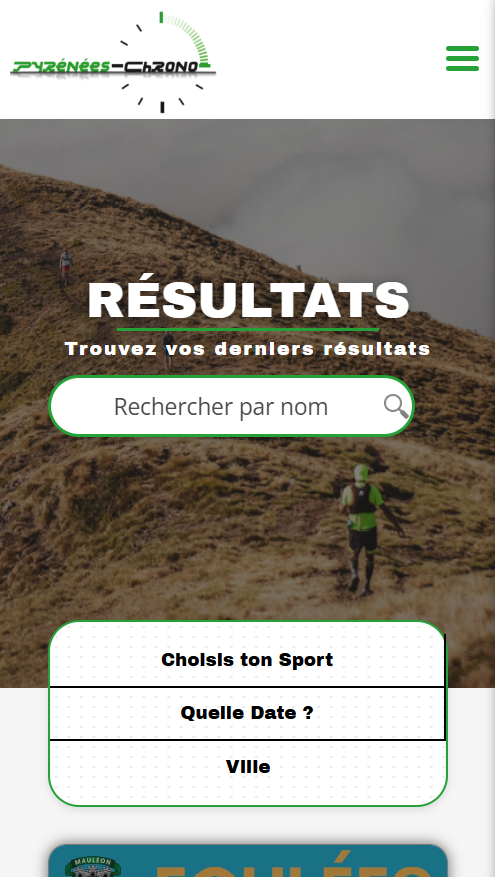 Écran des résultats de l'application